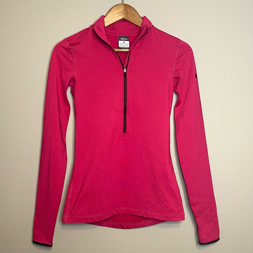 NWOT Nike Pro Fitted Quarter Zip Fleece Pullover in Hot Pink